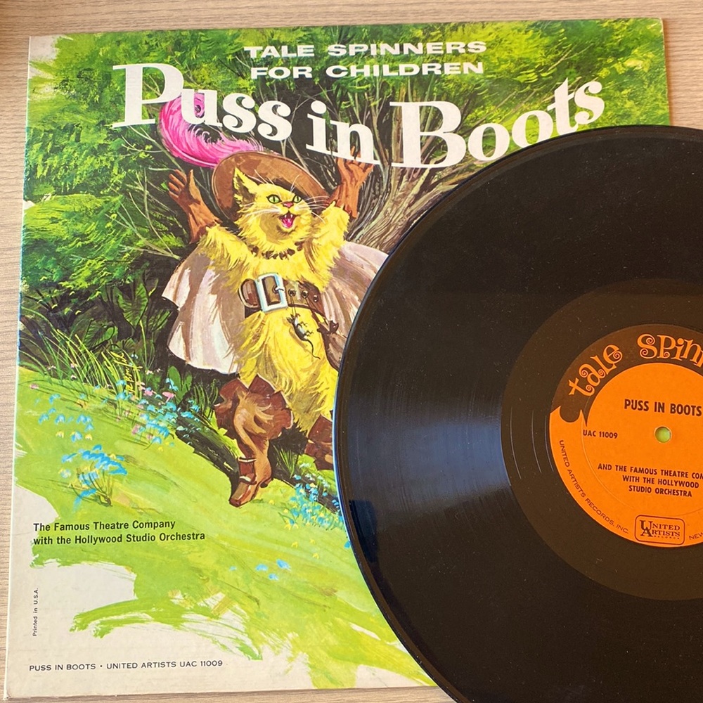 VTG Vinyl Children’s MCM Puss in Boots & Record Vintage Kids 50s 60s